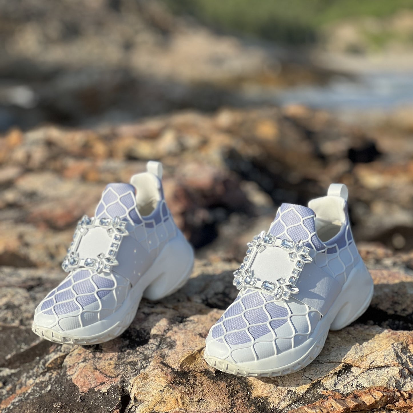 Women's Drill Buckle Wave Platform Increased Flying Sports Casual Shoes