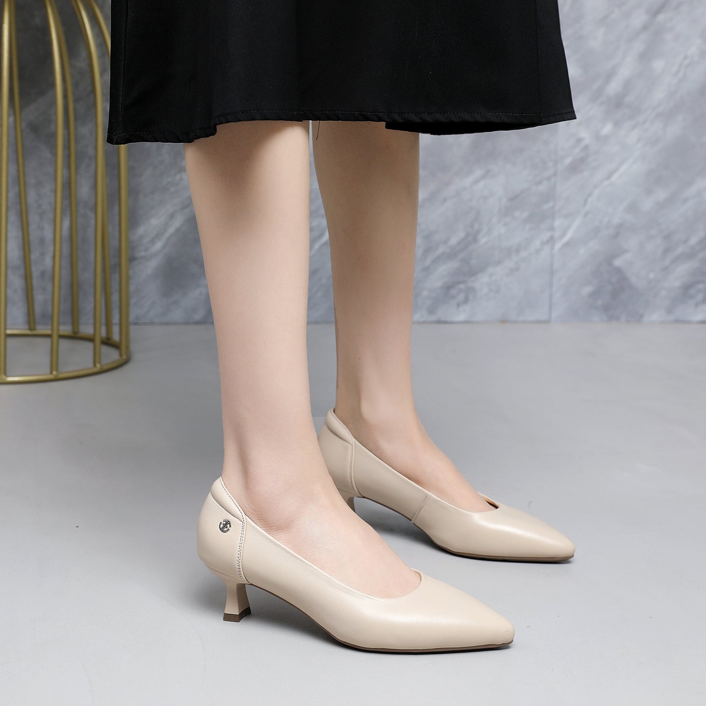 Women's Genuine Chunky Low-cut Spring Formal Wear High Heels
