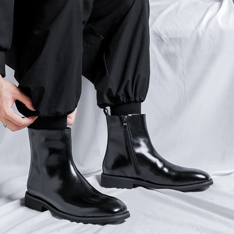 Men's Chelsea Korean Square Toe Height Increasing Men's Martin Boots