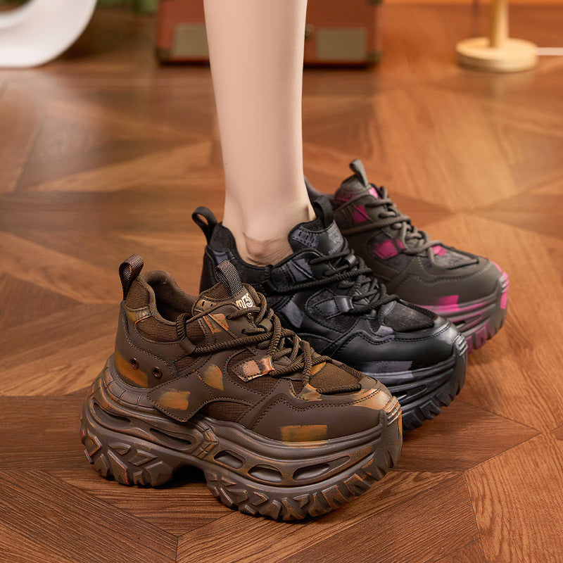 Women's Platform Dad Polished Old Retro Fashionable Height Women's Shoes