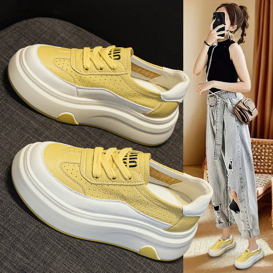 Women's White For Thick Bottom Show Feet Small Breathable Women's Casual Shoes