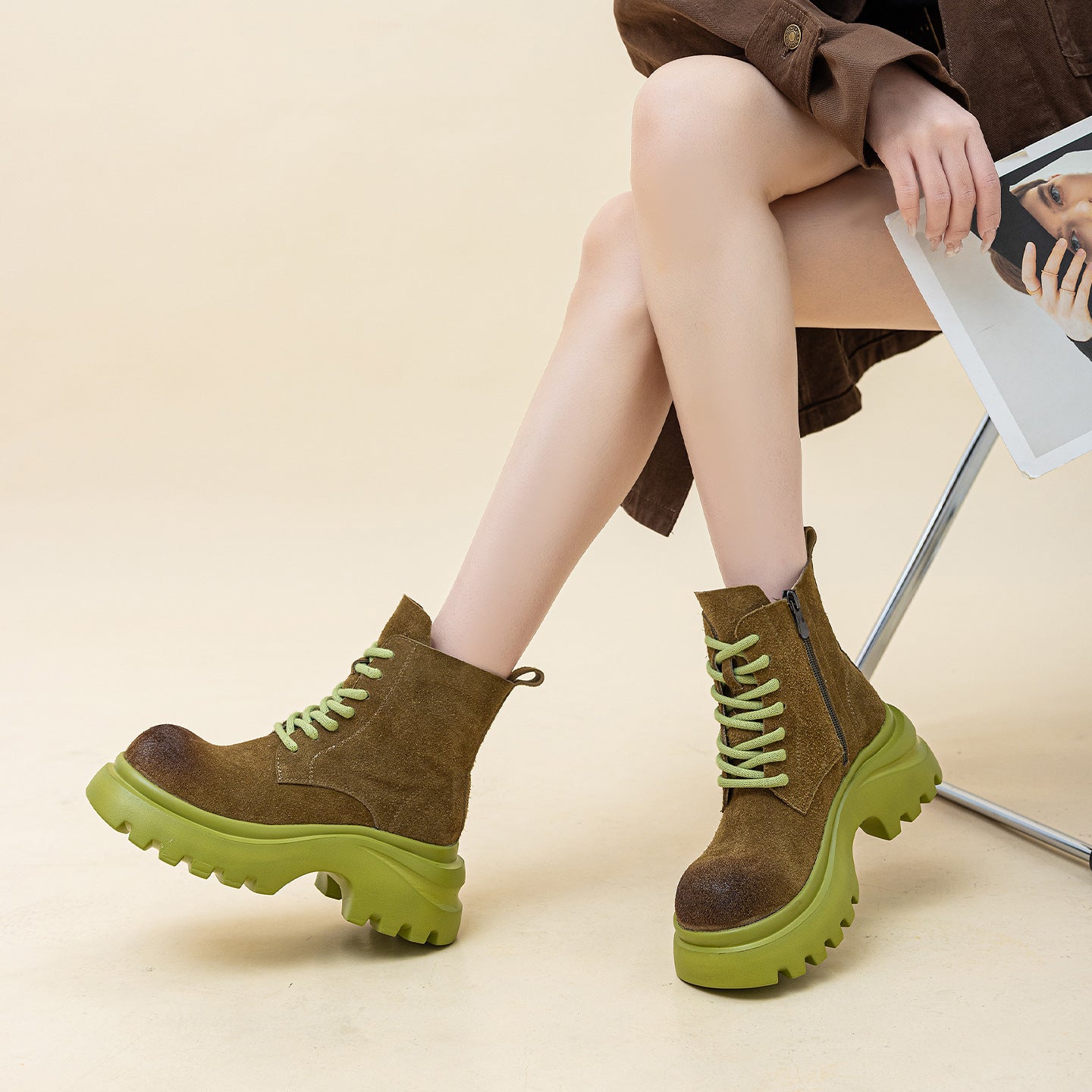 First Layer Cowhide Martin Female Thick Bottom Super Lightweight Women's Leather Boots