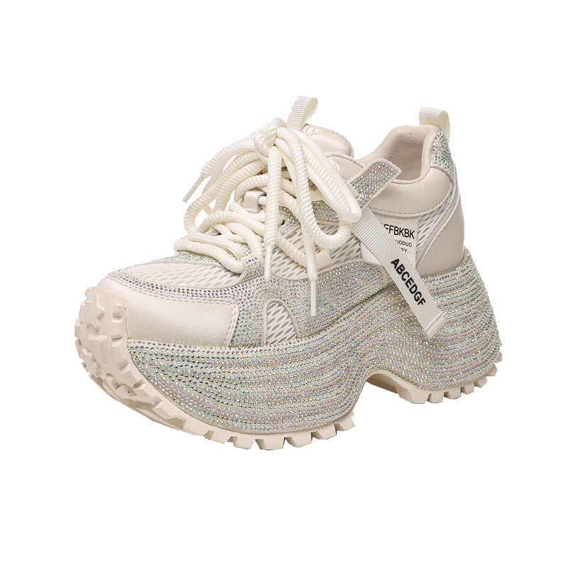 Women's Bottom Height Increasing Insole Fashion Dad Spring Mesh Sports Casual Shoes