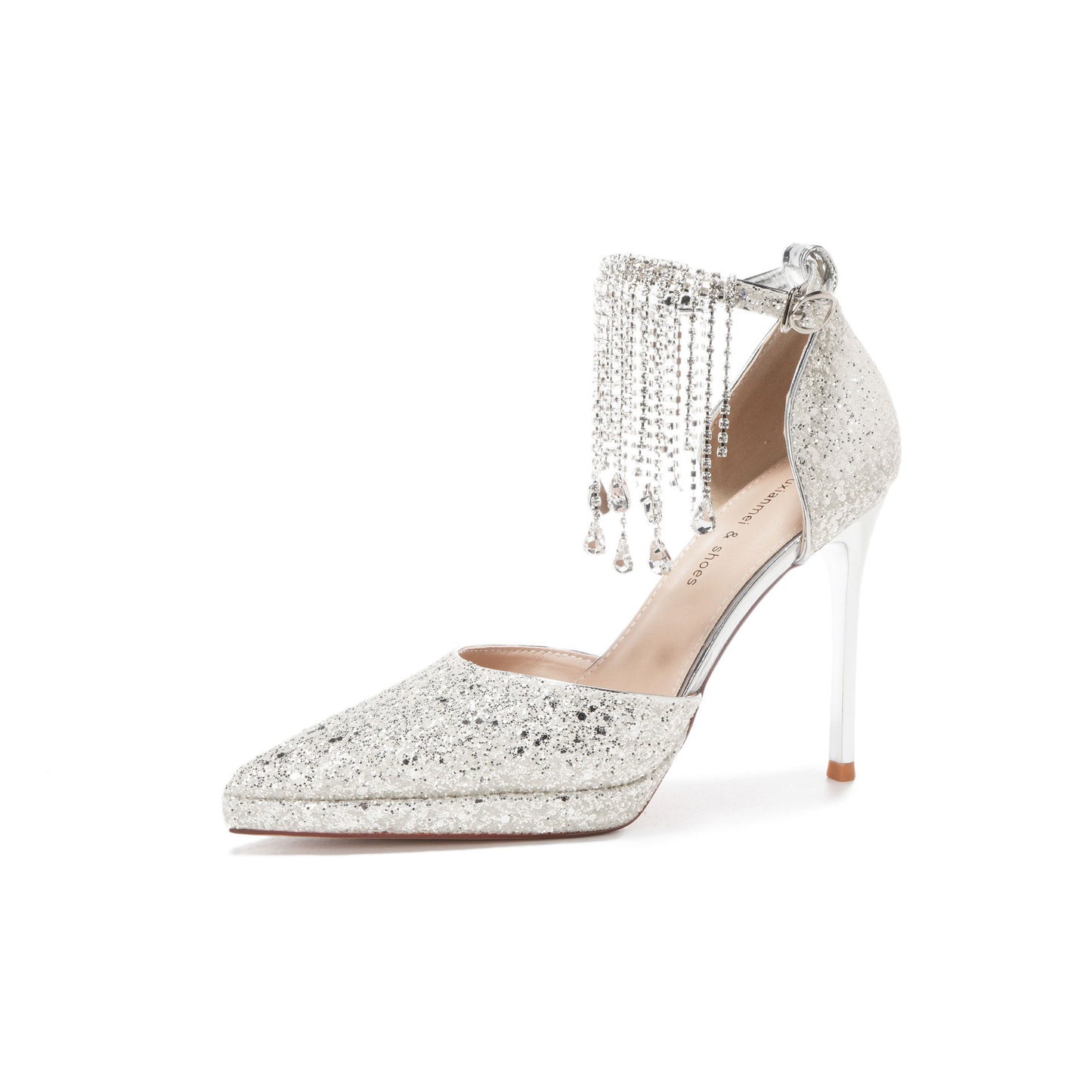 Crystal Tassel Rhinestone One-word With Waterproof Platform Women's Fashion Shoes