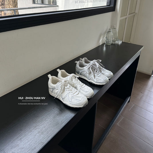 Women's Retro Platform Lace Up Breathable Height Women's Sports Shoes
