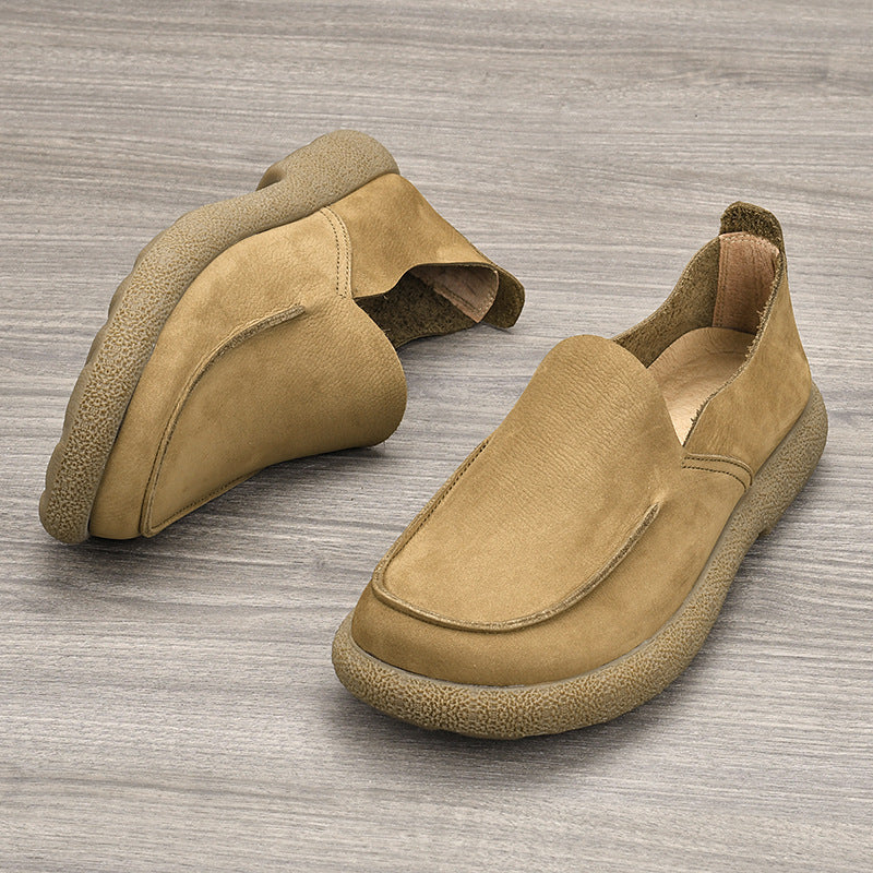 Men's Big Head Fat Wide Feet Soft Bottom Handmade Single Layer Men's Casual Leather Shoes