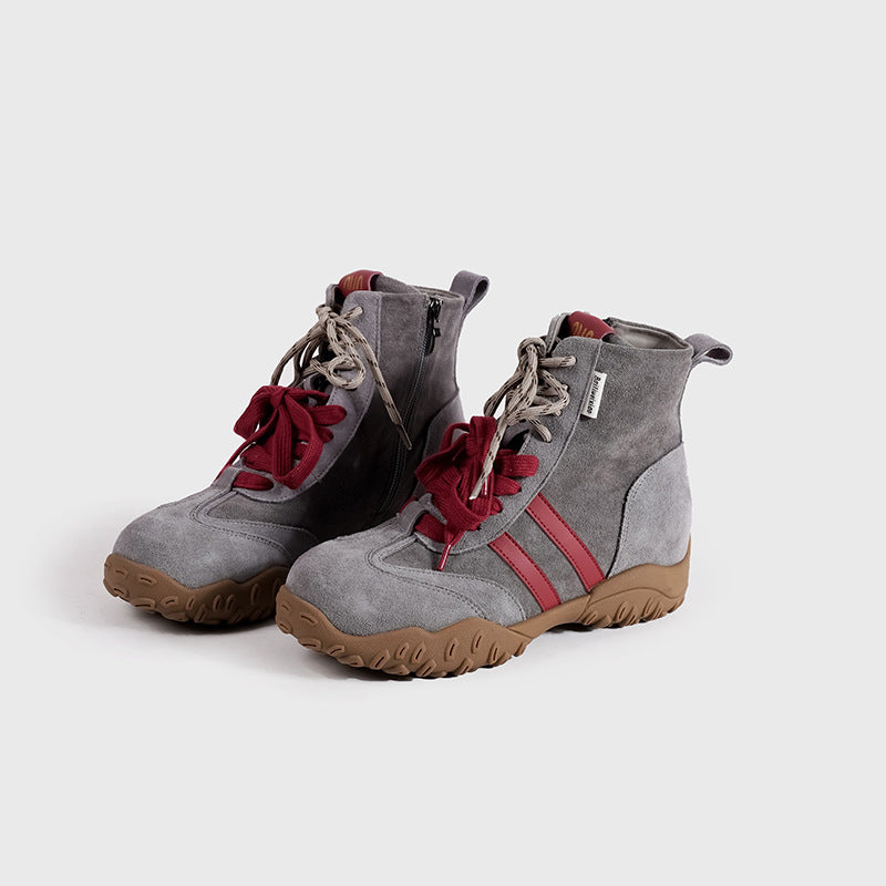 Women's Cowhide Version Boxing Winter Vintage Martin Height Women's Casual Shoes