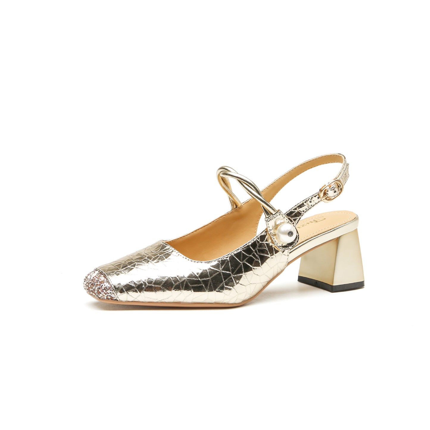 Square Toe Female Crack Design Sense Summer Thick Box Shallow Heels