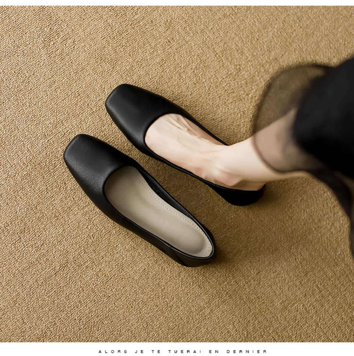 Version French Style Genuine Glove Female Flat Square Toe Gentle Women's Fashion Shoes