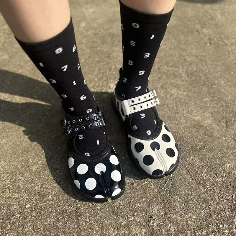 Women's Polka Dot Trotter Pumps Flat Ballet Mary Women's Casual Shoes