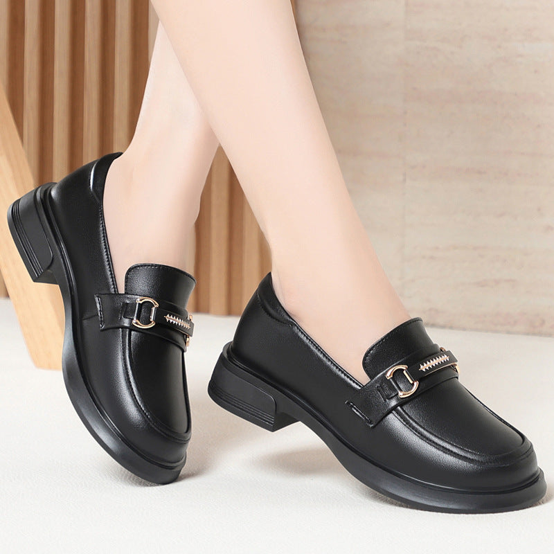 Soft Bottom French Style British Flat Metal Women's Fashion Shoes