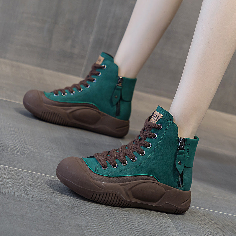 Women's Explosion Board Dad Autumn Retro Lightweight Platform Women's Leather Boots