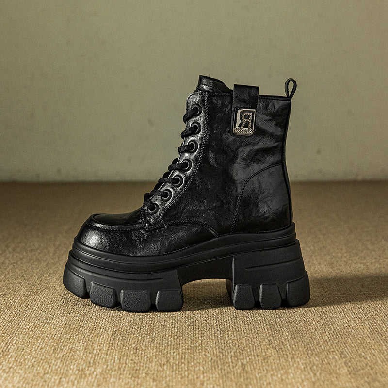 Women's Martin Elevator Fleece-lined Small Platform Ankle Retro Easy Boots