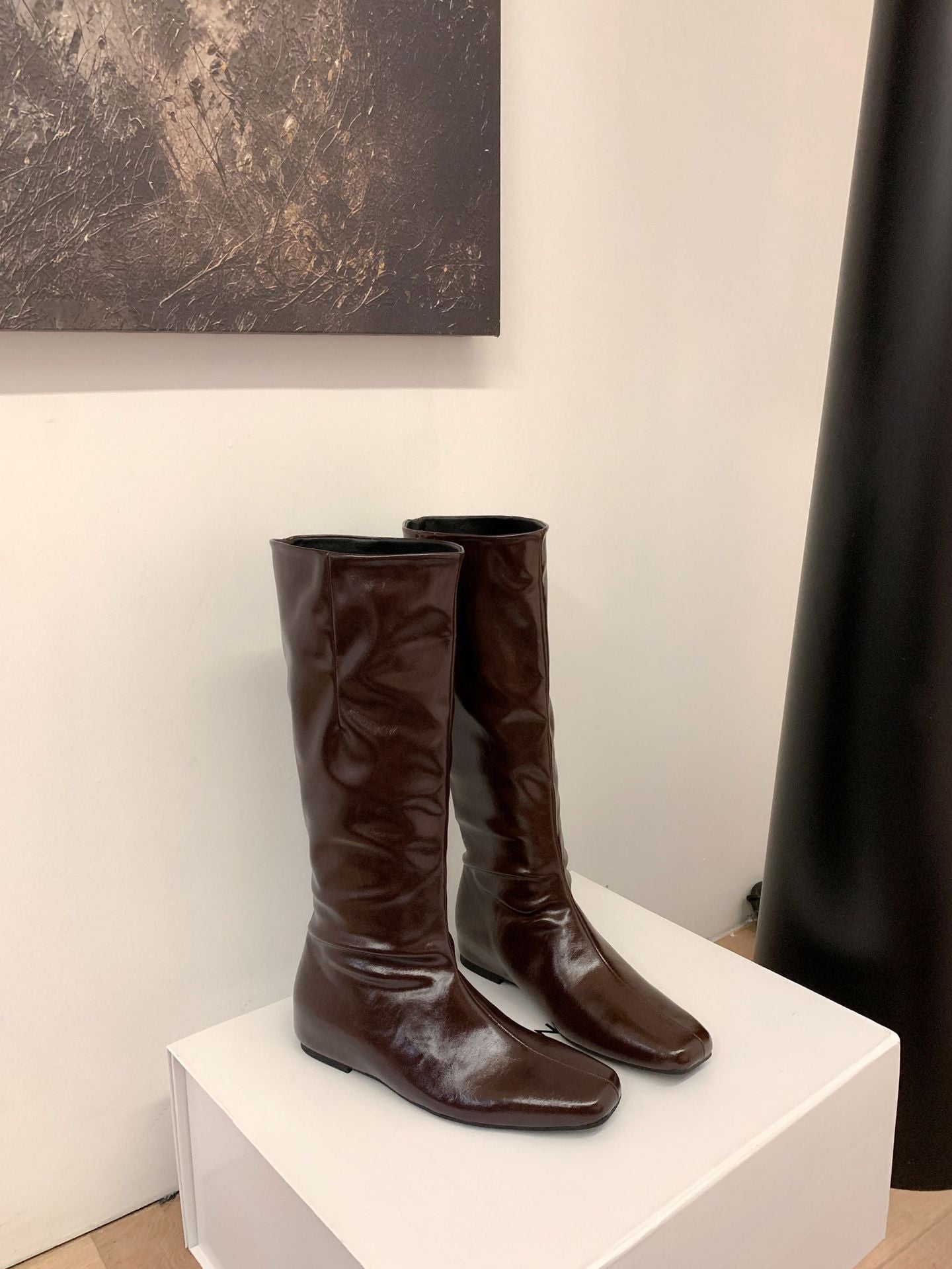 Women's Height Increasing Insole Head Flat Bottom Women's Leather Boots