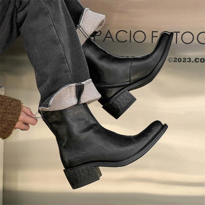 Black Wizard Thick-soled High Retro Warped Head Niche High-grade Boots