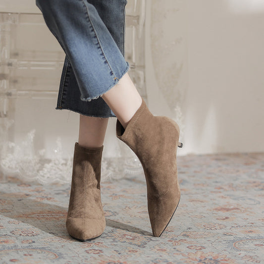 Women's Pointed Toe Suede Kitten Short Fashion Heels