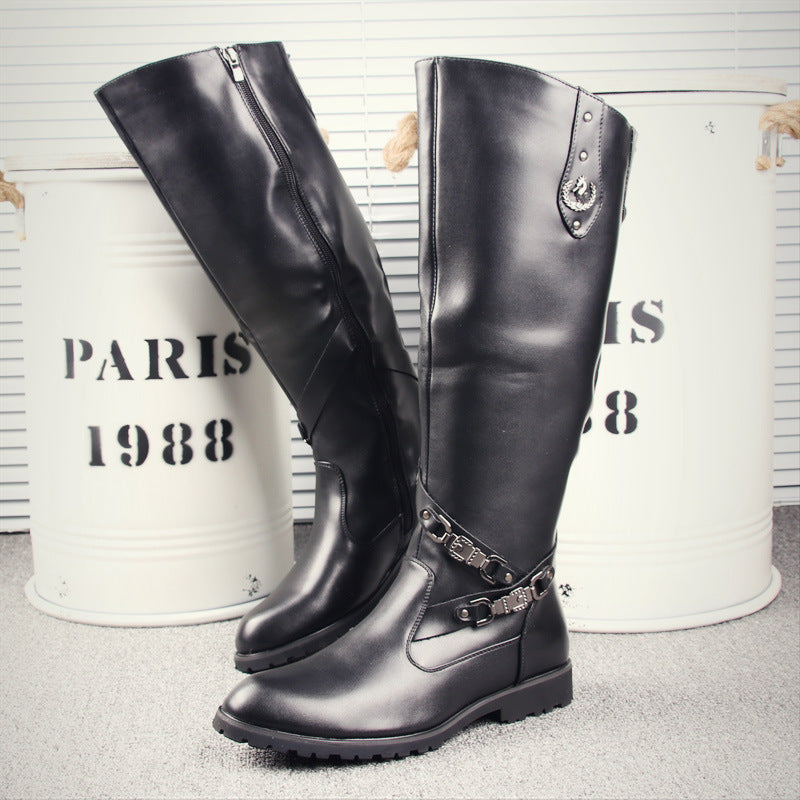 Men's Leg Wellingtons Cowboy Zipper Pointed Trendy Riding Outdoor Fashionable Martin Boots