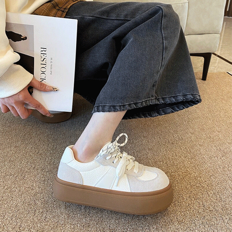 Women's Retro Platform German Training Spring White Women's Casual Shoes