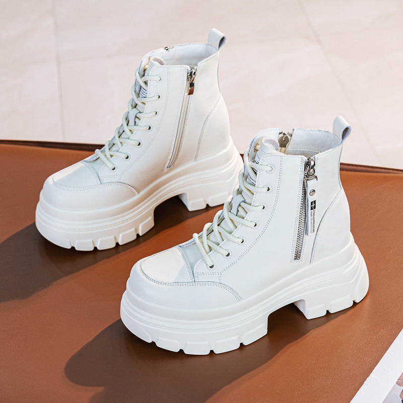 Women's Female British Style Autumn Small Winter Plus Veet Ankle Women's Leather Boots