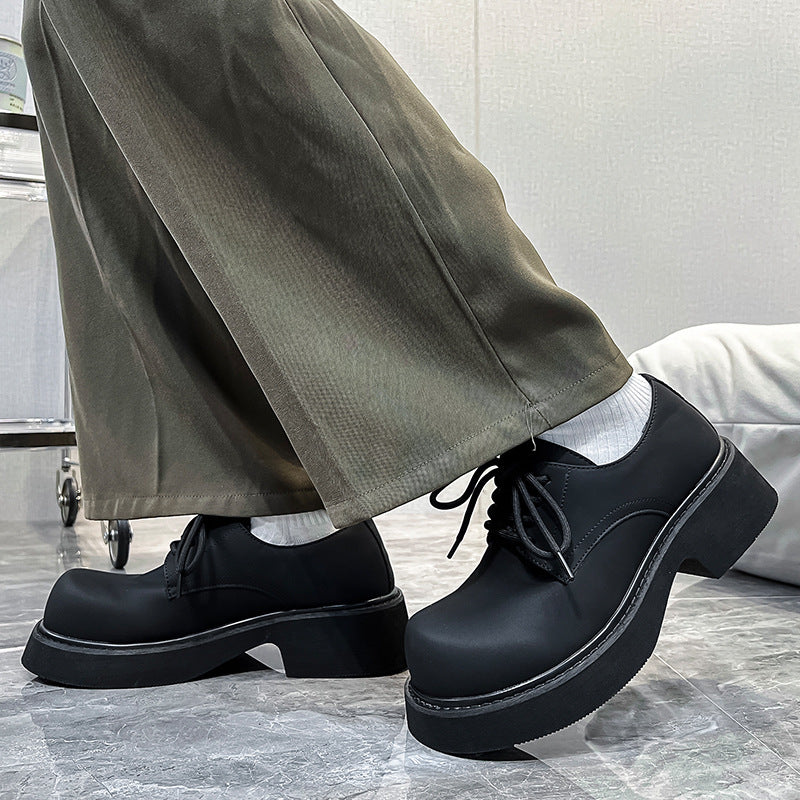 Men's With Veet Thick Bottom Increased Leisure Couples Leather Shoes