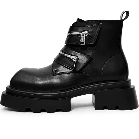 Men's Cowhide Thick Bottom Increased British Style Men's Martin Boots