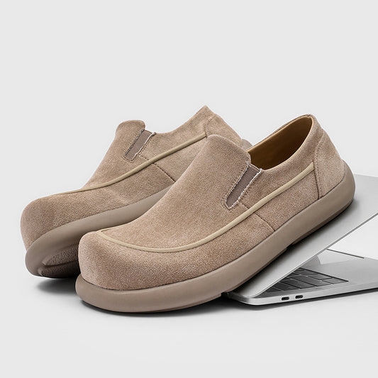Men's Spring Suede Slip-on Soft Bottom Fashionable Men's Casual Leather Shoes