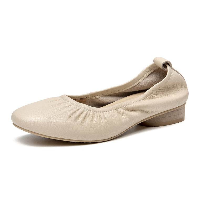 Women's Pumps Autumn Genuine Flat Slip-on Mary Leather Shoes