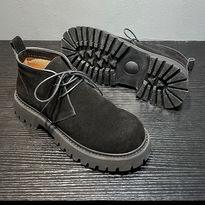 Men's Suede Martin Trendy High Top Fleece-lined Men's Leather Boots