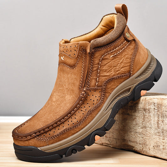 Men's Top Layer Cowhide Large Size Thick Bottom Men's Leather Boots