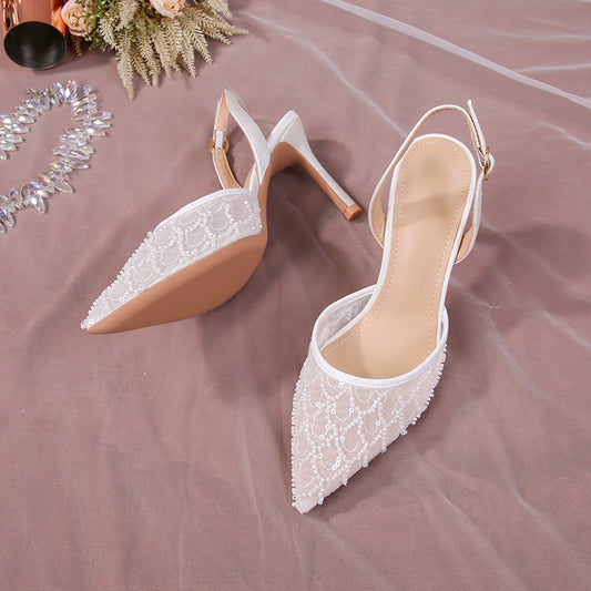 Women's Mermaid Lace Sequin Pointed Summer Breathable Sandals