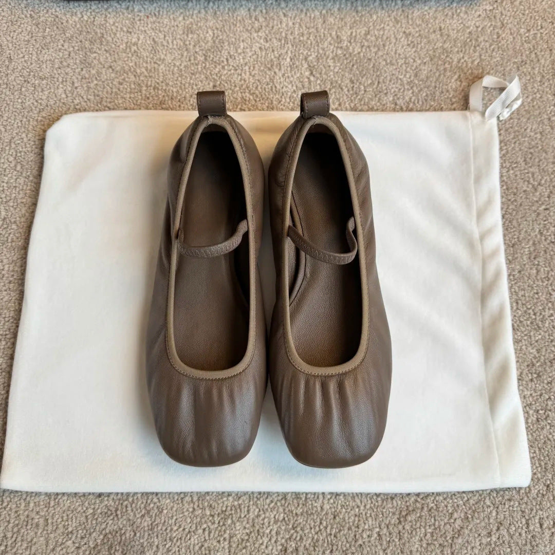 Chunky Ballet Soft Square Toe With Shallow Mouth Heels