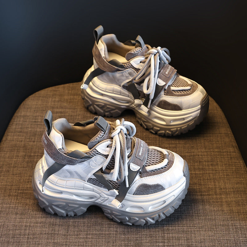 Women's Platform Height Increasing Insole Mesh Breathable Clunky Autumn Sports Casual Shoes