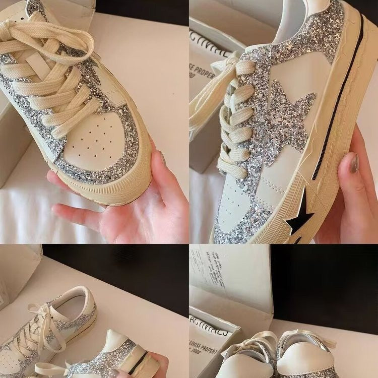 Women's Genuine Sier Bright Platform White Height Women's Sports Shoes