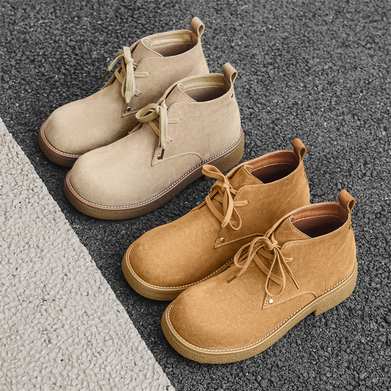 Men's Head Increased Suede Derby Low Top Retro Worker Boots