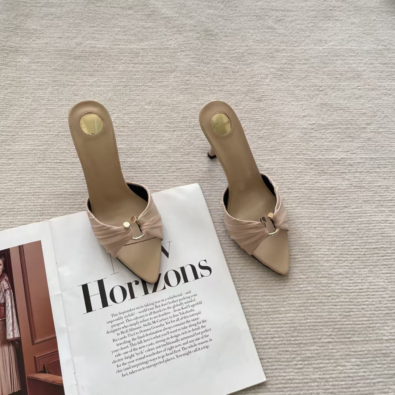 Women's Fashion Open Toe Go-getter Style Pointed Satin Elegant Metal High Heeled Sandals