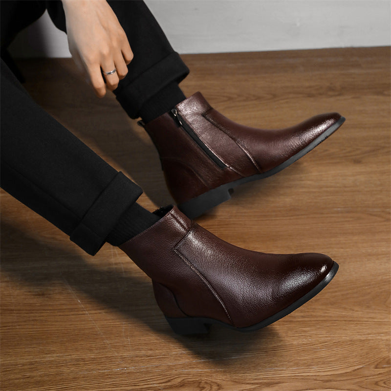 Men's Simplicity Soft Large Size Business Office Side Zipper Boots