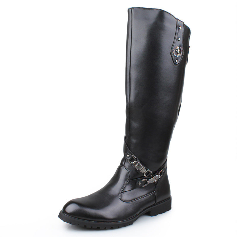 Men's Leg Wellingtons Cowboy Zipper Pointed Trendy Riding Outdoor Fashionable Martin Boots