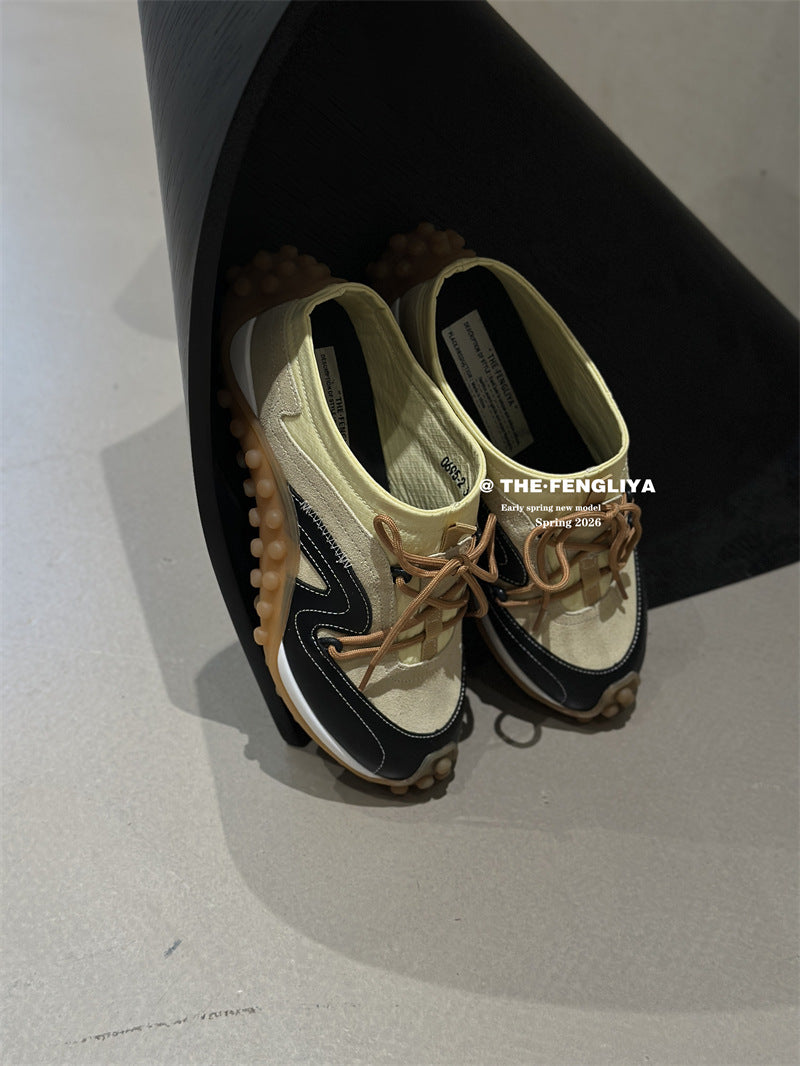 Price Canadian Dollar Contrast Color Mules Slip-on Platform Outer Wear Women's Casual Shoes