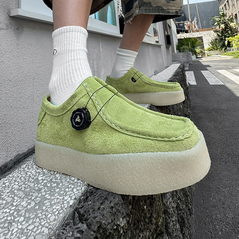 Retro Comfort Fashion Frosted Square Toe Platform Heighten Yellow Casual Shoes