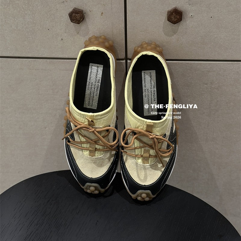 Price Canadian Dollar Contrast Color Mules Slip-on Platform Outer Wear Women's Casual Shoes