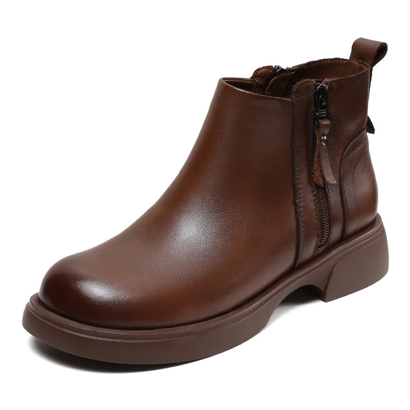 Women's Authentic British Style Martin Side Zipper Autumn Flat Ankle Men's Shoes