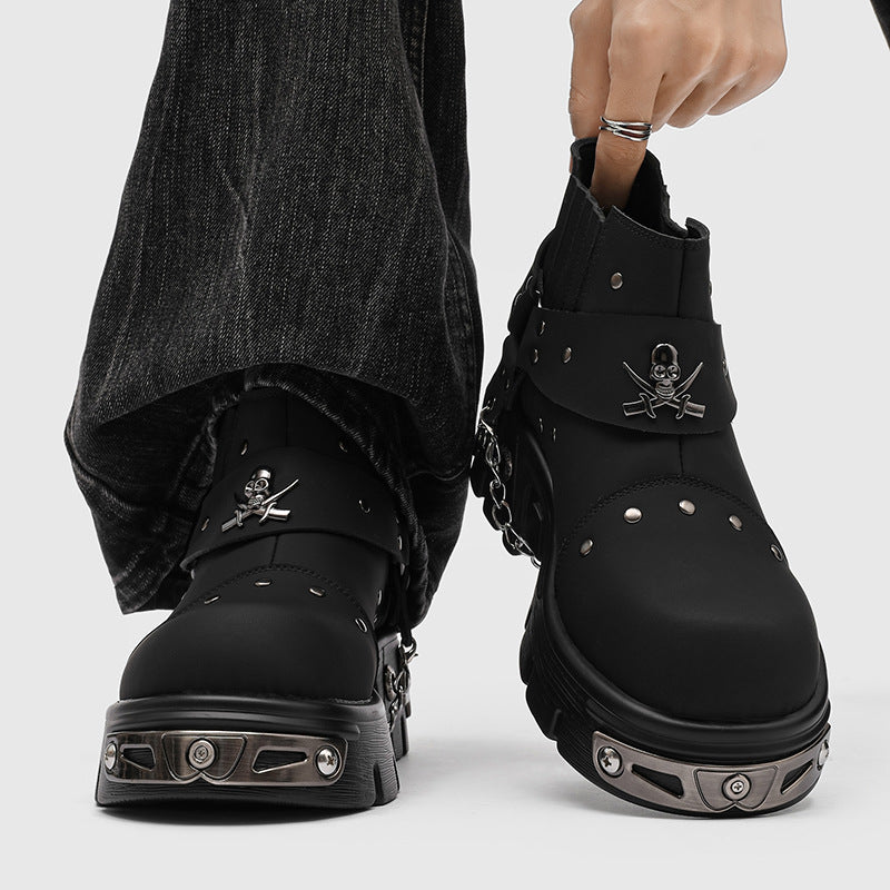 Punk Heavy Metal Skull Height Increasing Dark Rock Boots