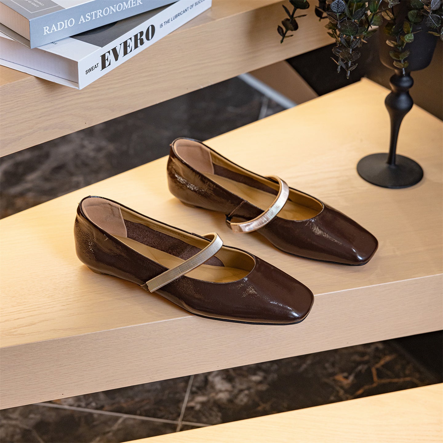 Women's Mary Jane Shallow Mouth Spring Retro Square Toe Soft Bottom Women's Fashion Shoes