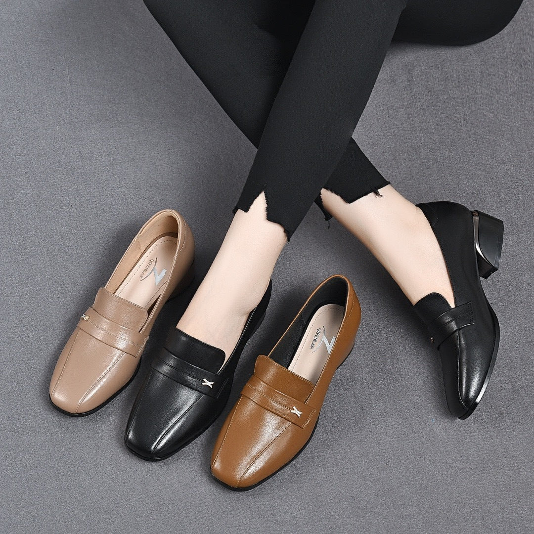 Women's Patent Pumps Chunky Mid Authentic British Style Women's Fashion Shoes