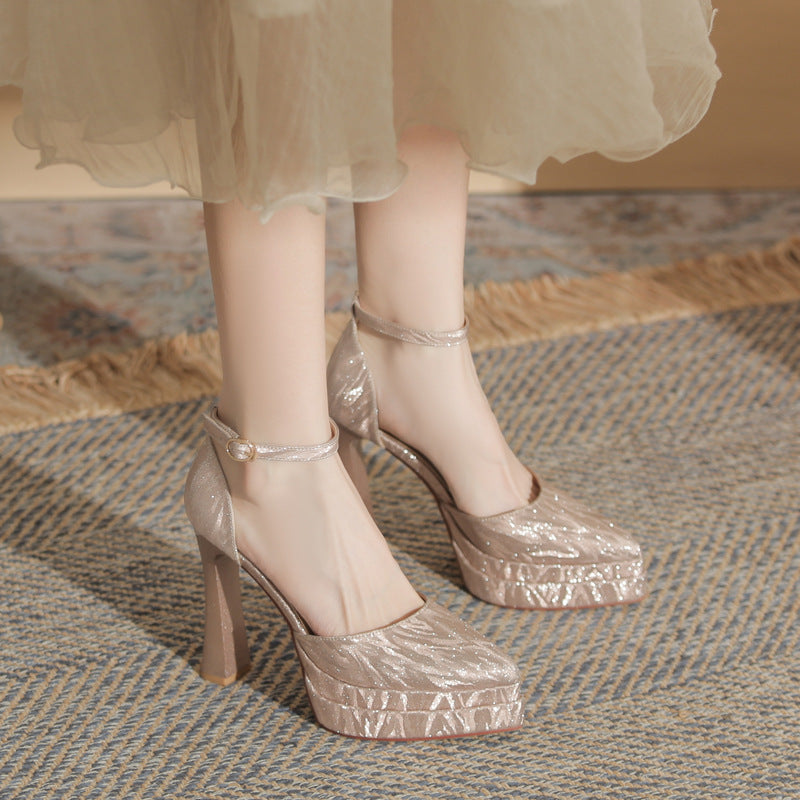 Women's Pointed Thick Hollow Waterproof Platform Super High Women's Fashion Shoes