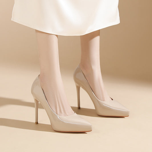 Women's Sexy Pointed Stiletto French Style Temperament Patent Women's Fashion Shoes