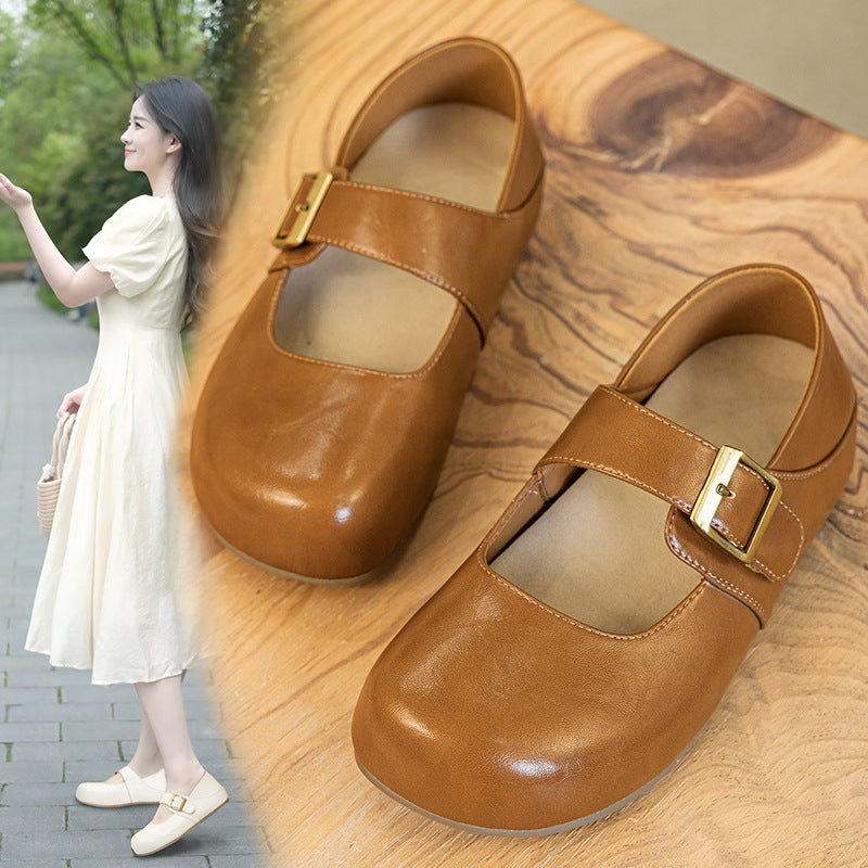 Women's Large Size Retro Velcro Flat Soft Men's Shoes
