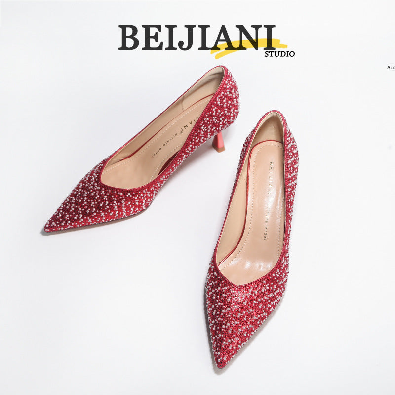 Women's Rhinestone Wedding High Elegant Stiletto Advanced Women's Fashion Shoes