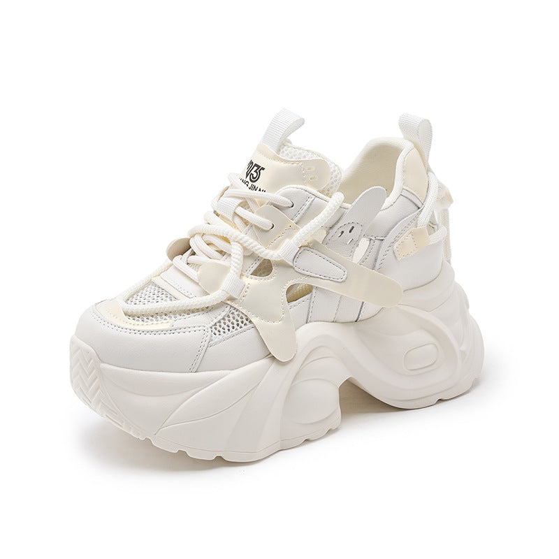 Women's Dad Summer Mesh Surface Hollowed Fashionable Platform Height Increasing Women's Sports Shoes