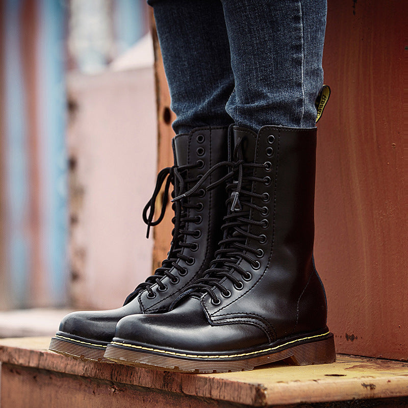 Women's & Men's Large Size British Riding Long Biker Men's Martin Boots